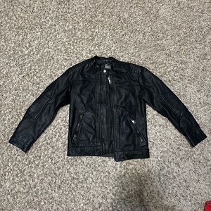 Kids Black Leather Jacket Size 7/8